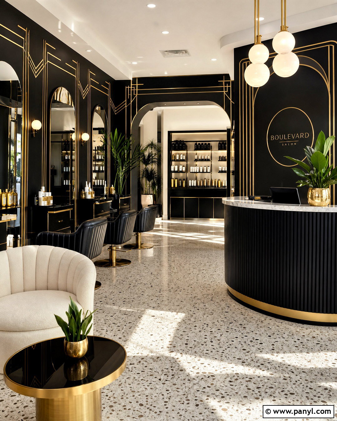 Black And Gold Art Deco Salon - 20 black and gold salon ideas