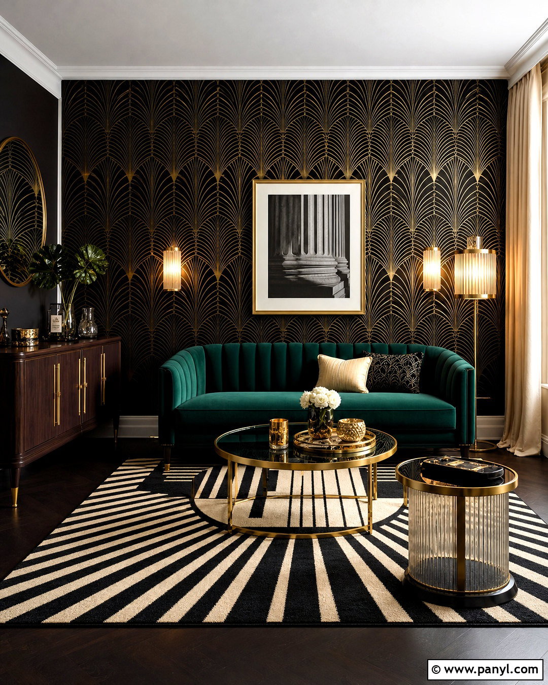 Black And Gold Art Deco Wall - 20 gold shimmer wall ideas