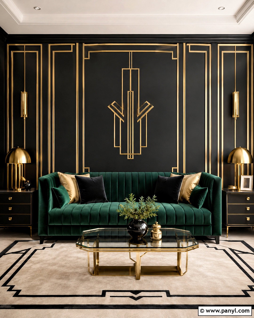 Black And Gold Art Deco Wall - 20 black and gold accent wall ideas