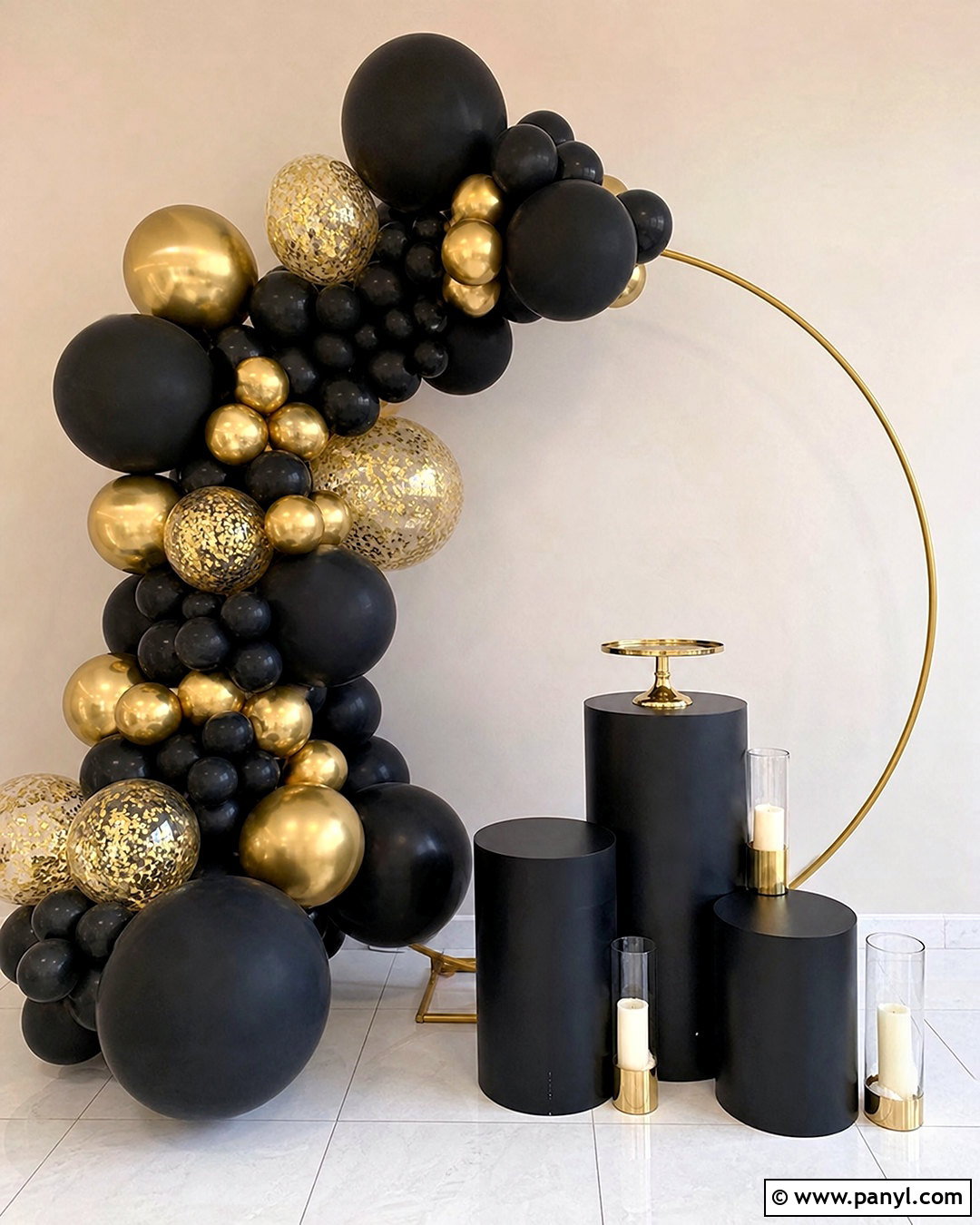 Black And Gold Balloon Wall - 20 black balloon wall ideas