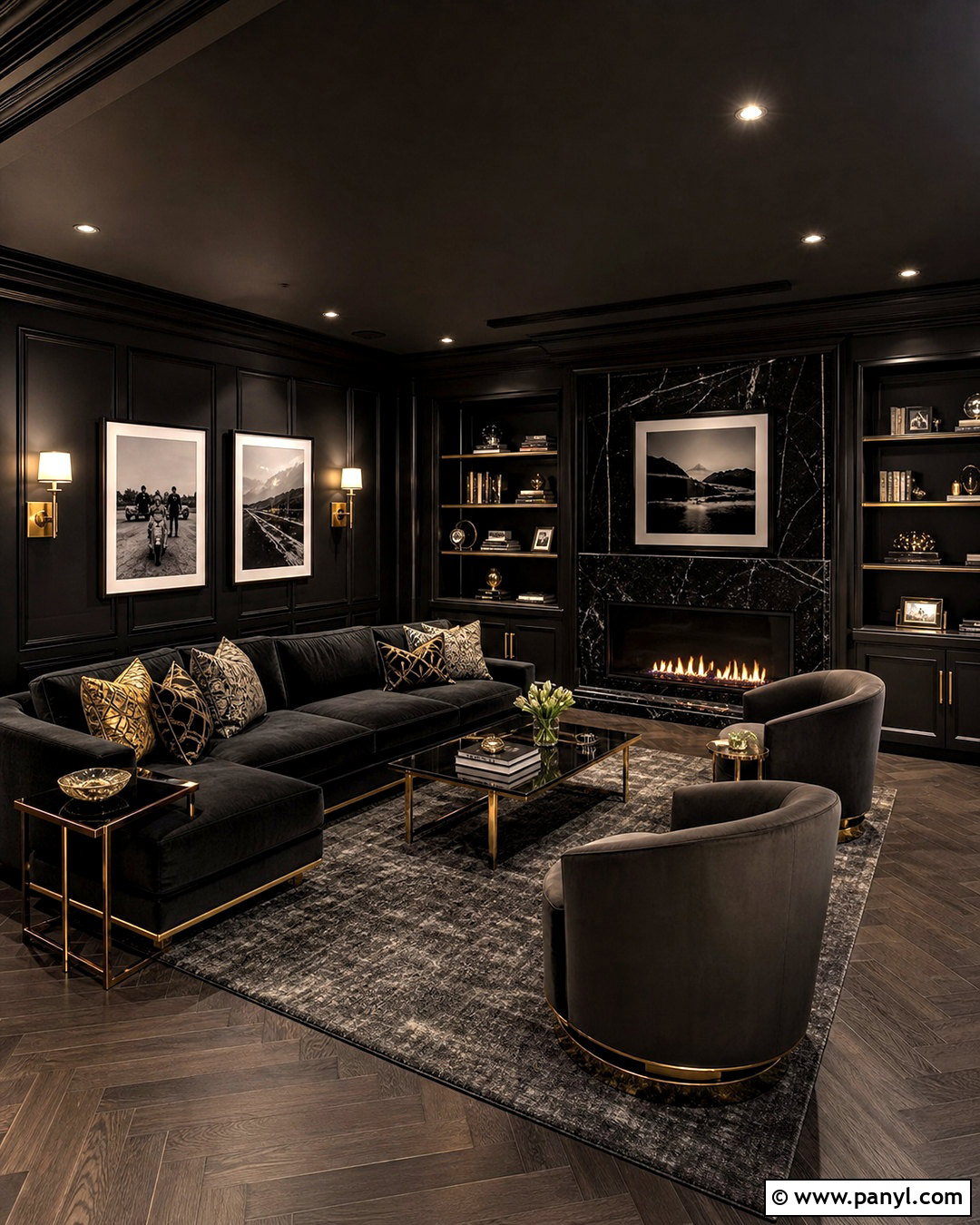 Black And Gold Basement - 20 all black basement ideas