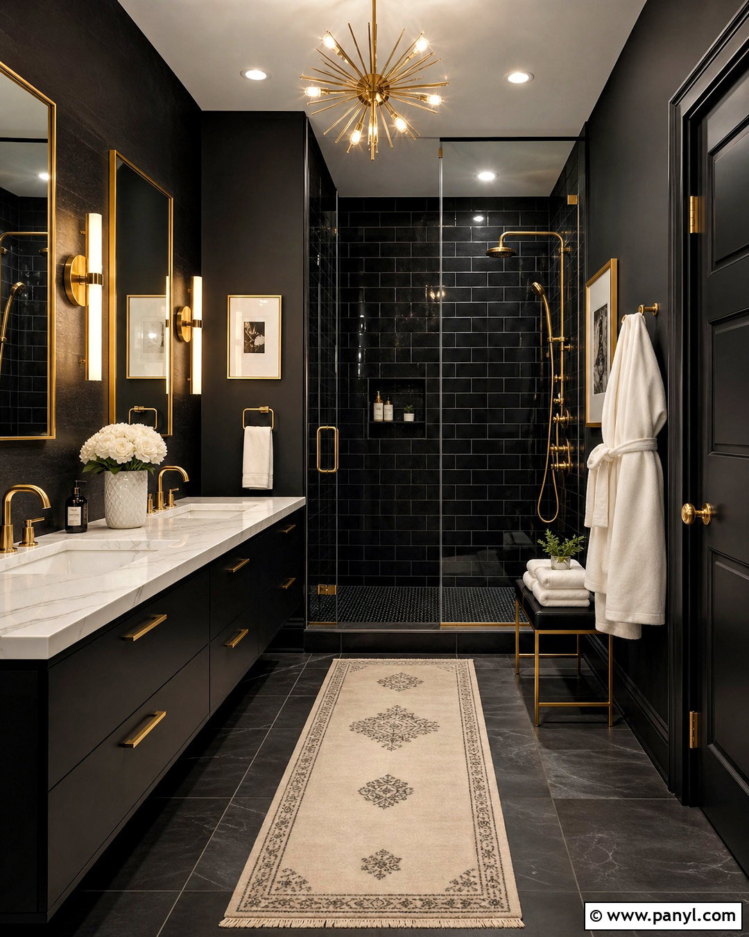 Black And Gold Bathroom - 20 dark color bathroom ideas