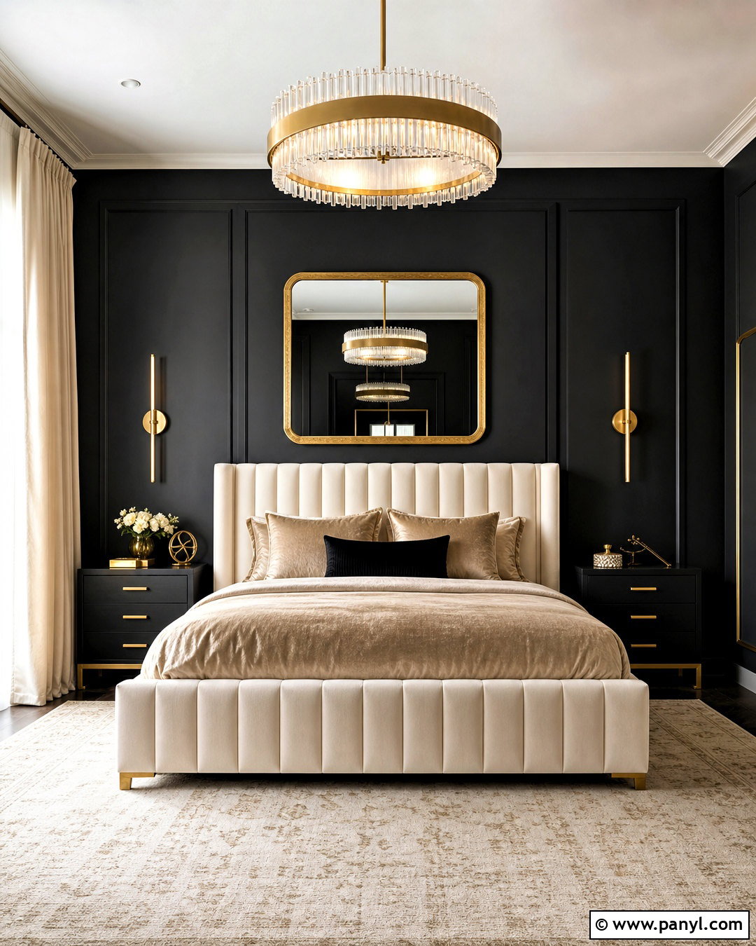 Black And Gold Bedroom - 20 black painted bedroom ideas