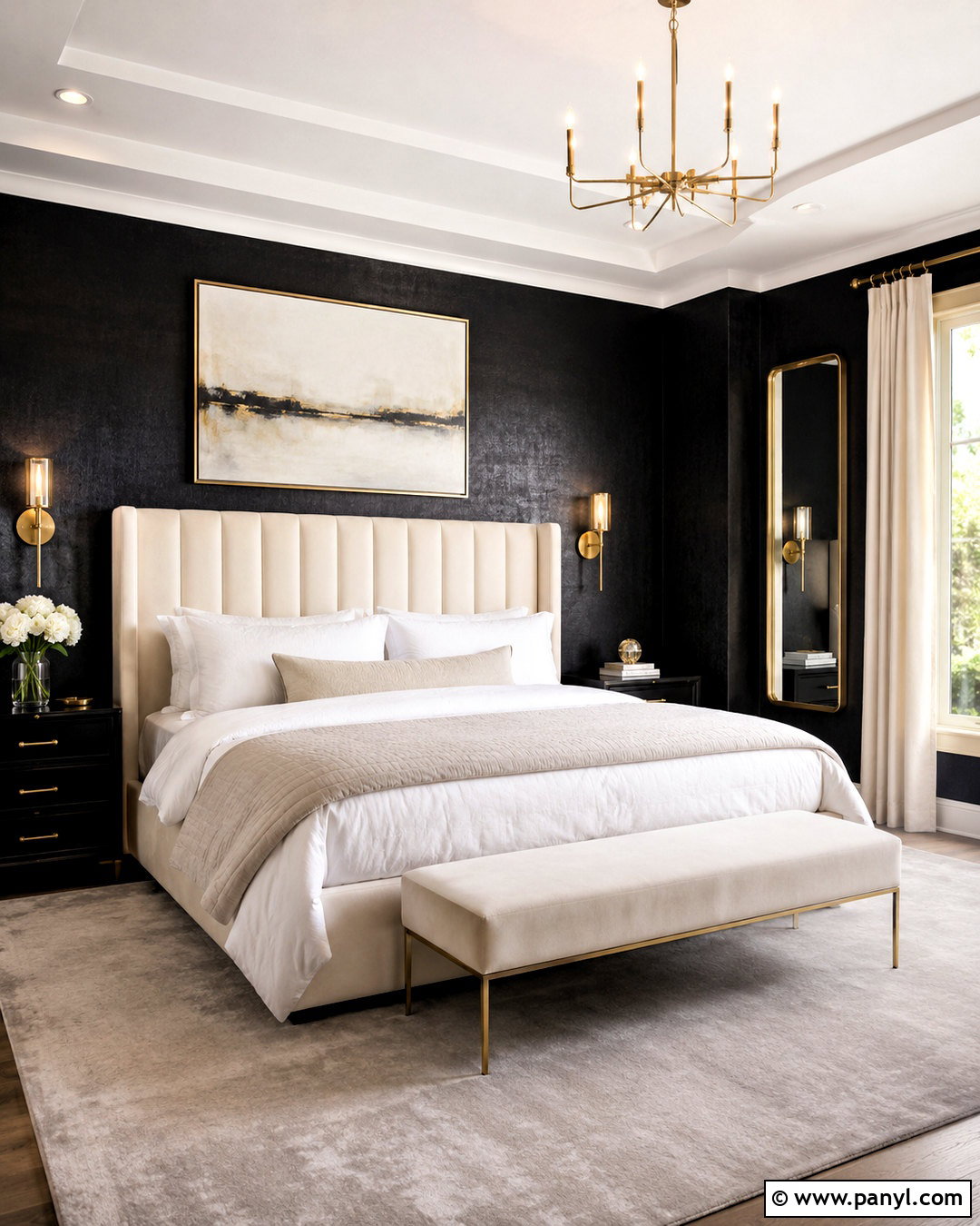 Black And Gold Bedroom - 20 black walls bedroom ideas