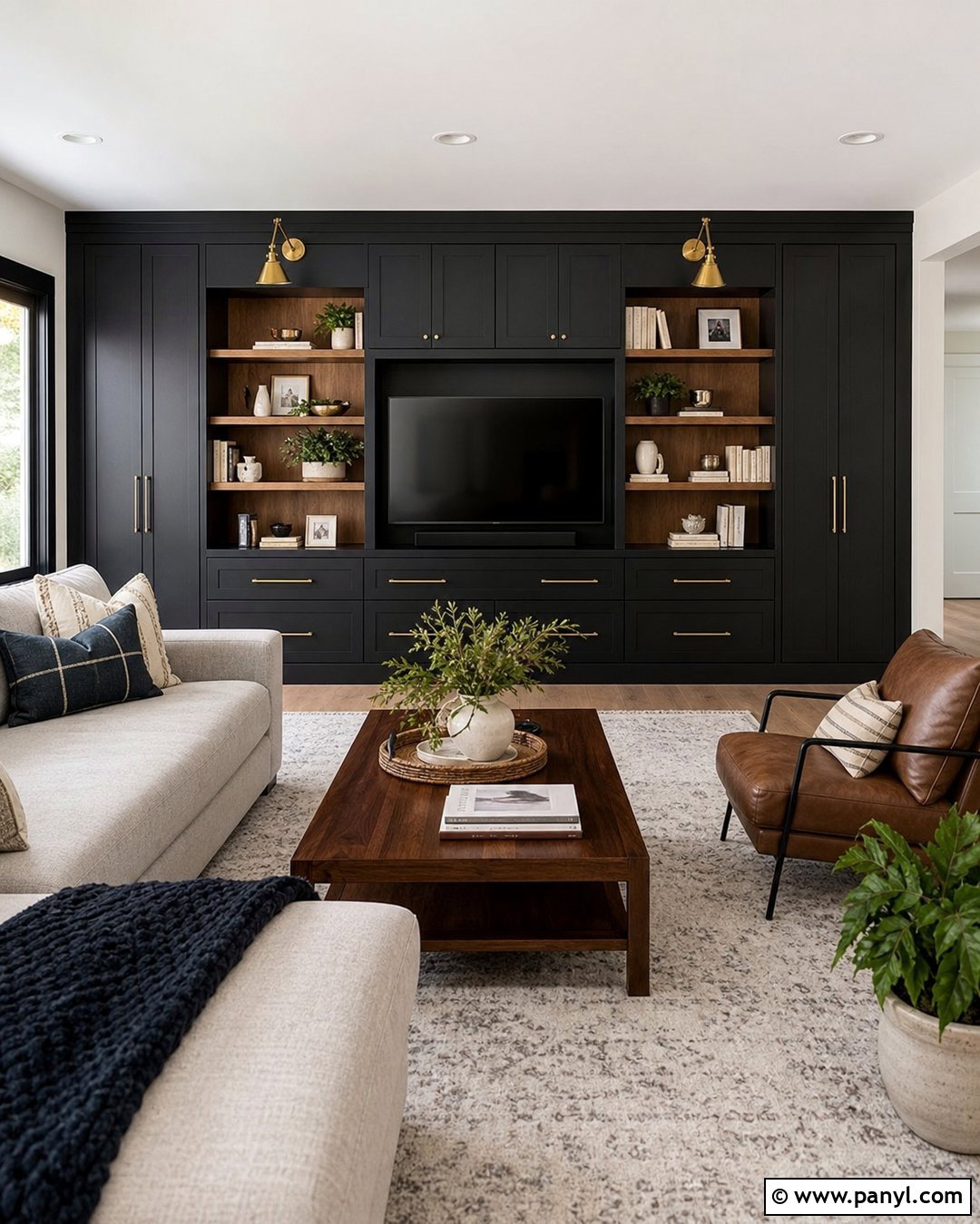 Black And Gold Built In Wall - 30 Black And Gold Wall Ideas