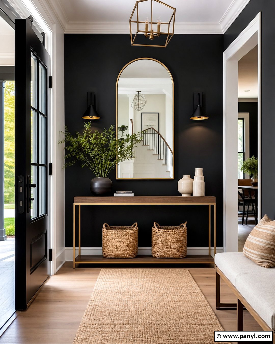 Black And Gold Entryway Wall - 30 Black And Gold Wall Ideas