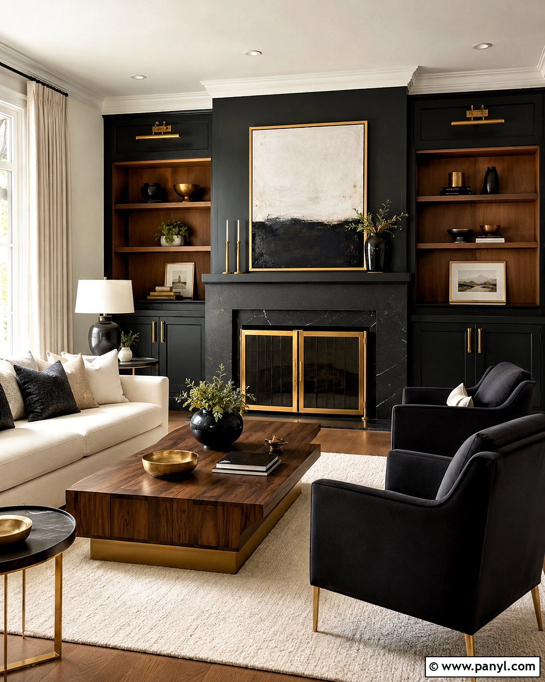 Black And Gold Fireplace Living Room - 20 black and gold interior design ideas