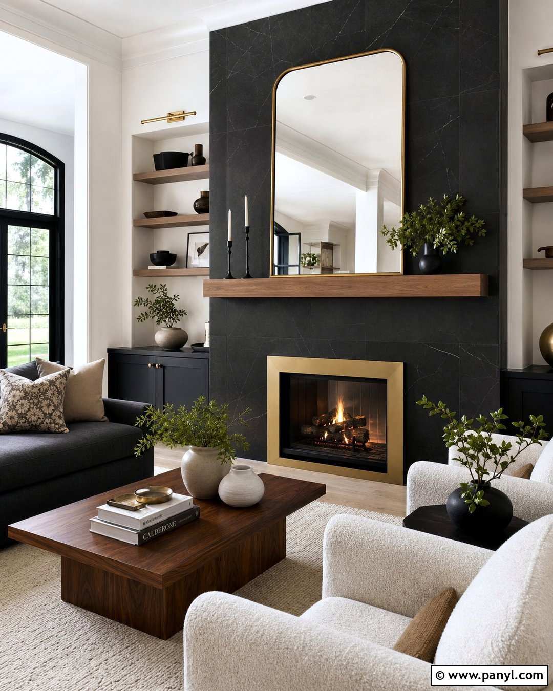 Black And Gold Fireplace Wall - 30 Black And Gold Wall Ideas
