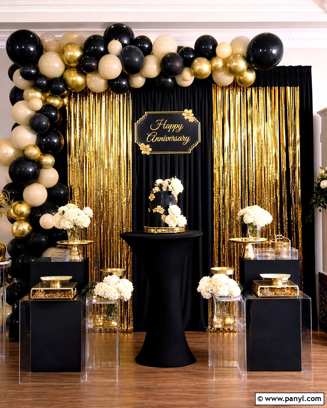 Black And Gold Foil Wall Backdrop - 20 foil wall backdrop ideas