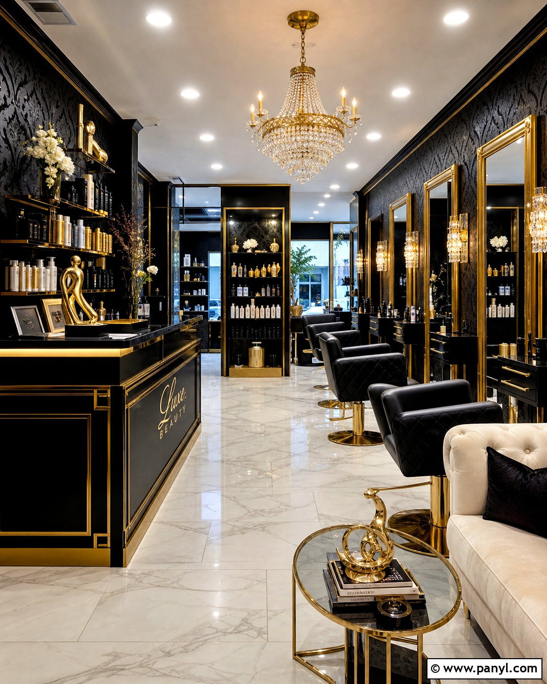 Black And Gold Glam Salon - 20 black and gold salon ideas