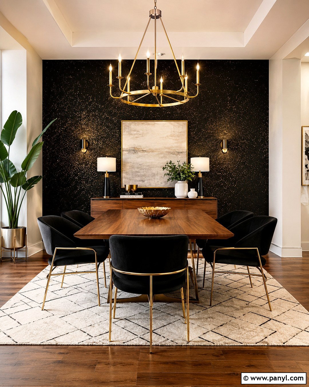 Black And Gold Glitter Dining Room - 20 Black Wall With Gold Glitter Ideas