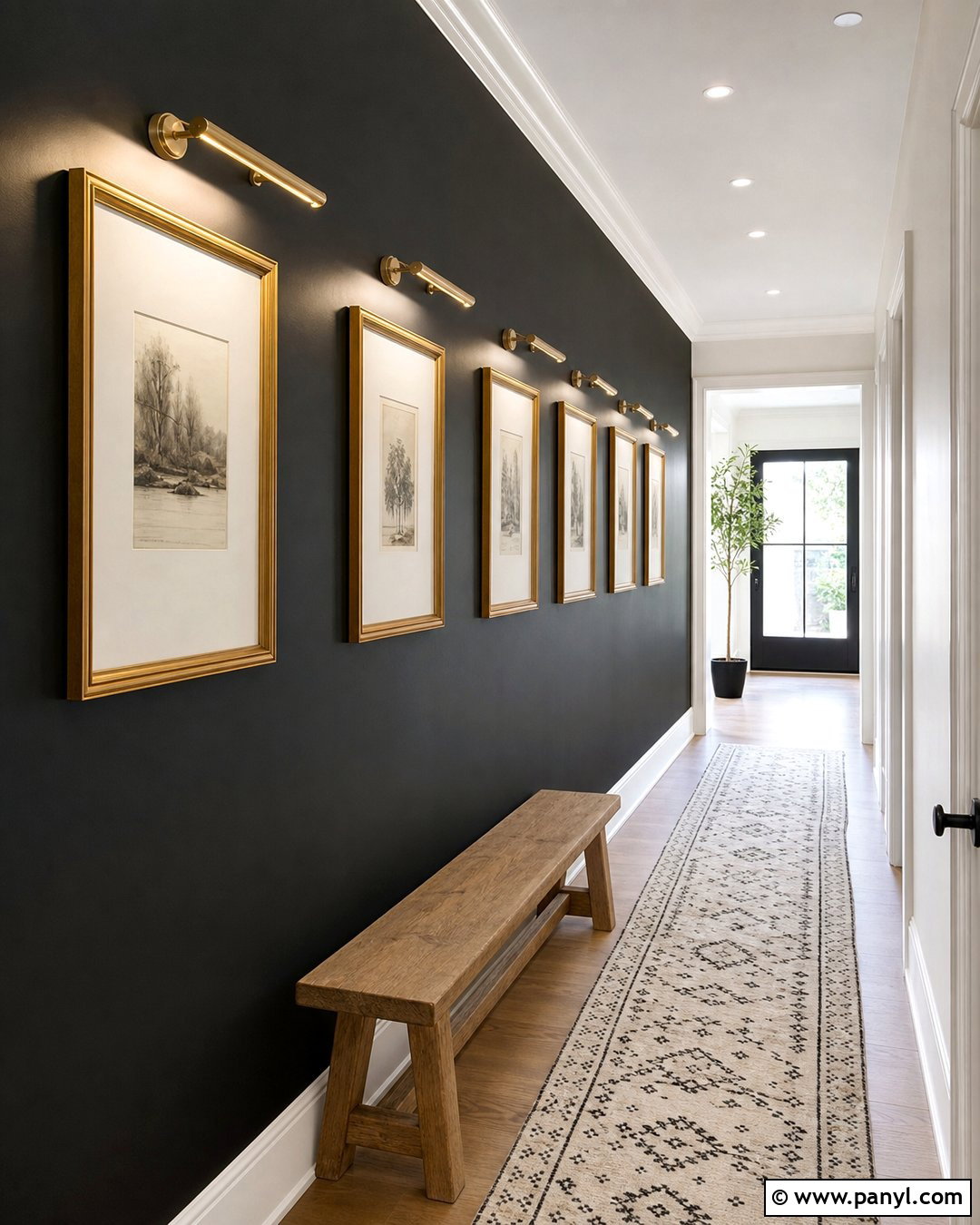 Black And Gold Hallway Wall - 30 Black And Gold Wall Ideas