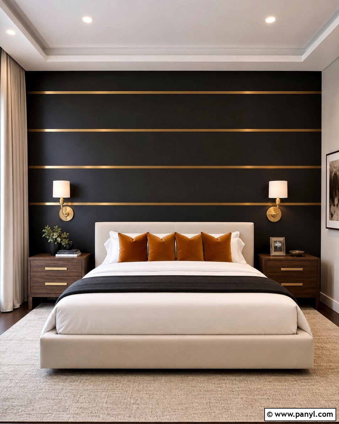 Black And Gold Horizontal Stripe Wall - 35 gold stripe wall ideas