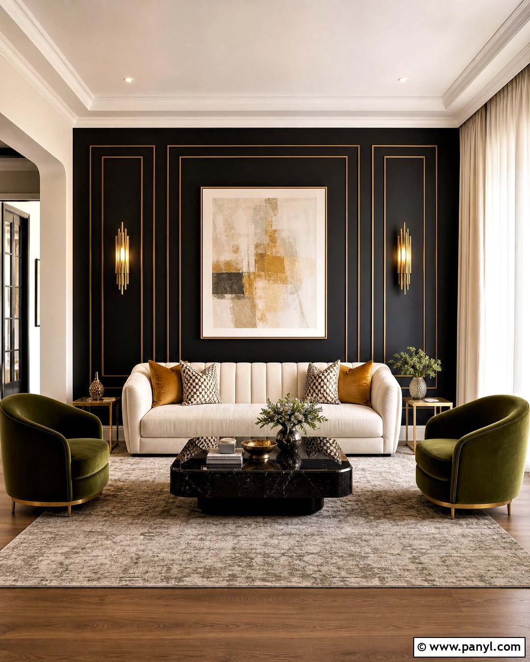 Black And Gold Living Room Wall - 20 black feature wall living room ideas