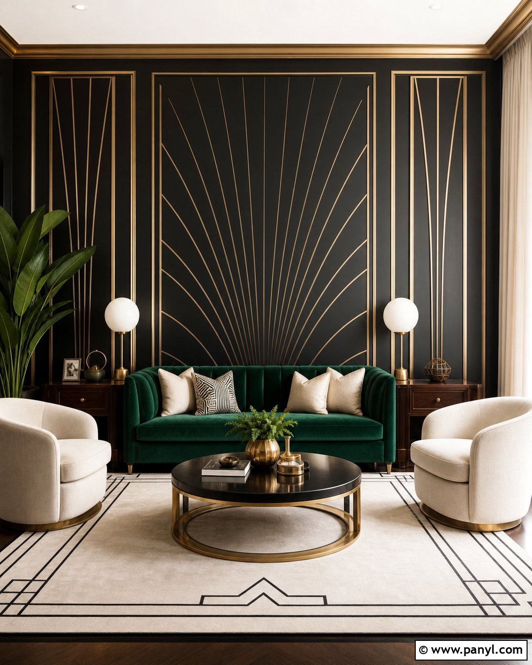 Black And Gold Metallic Art Deco Wall - 35 metallic paint walls