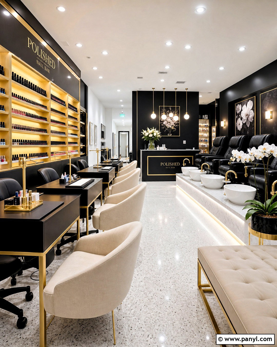 Black And Gold Nail Salon - 20 black and gold salon ideas