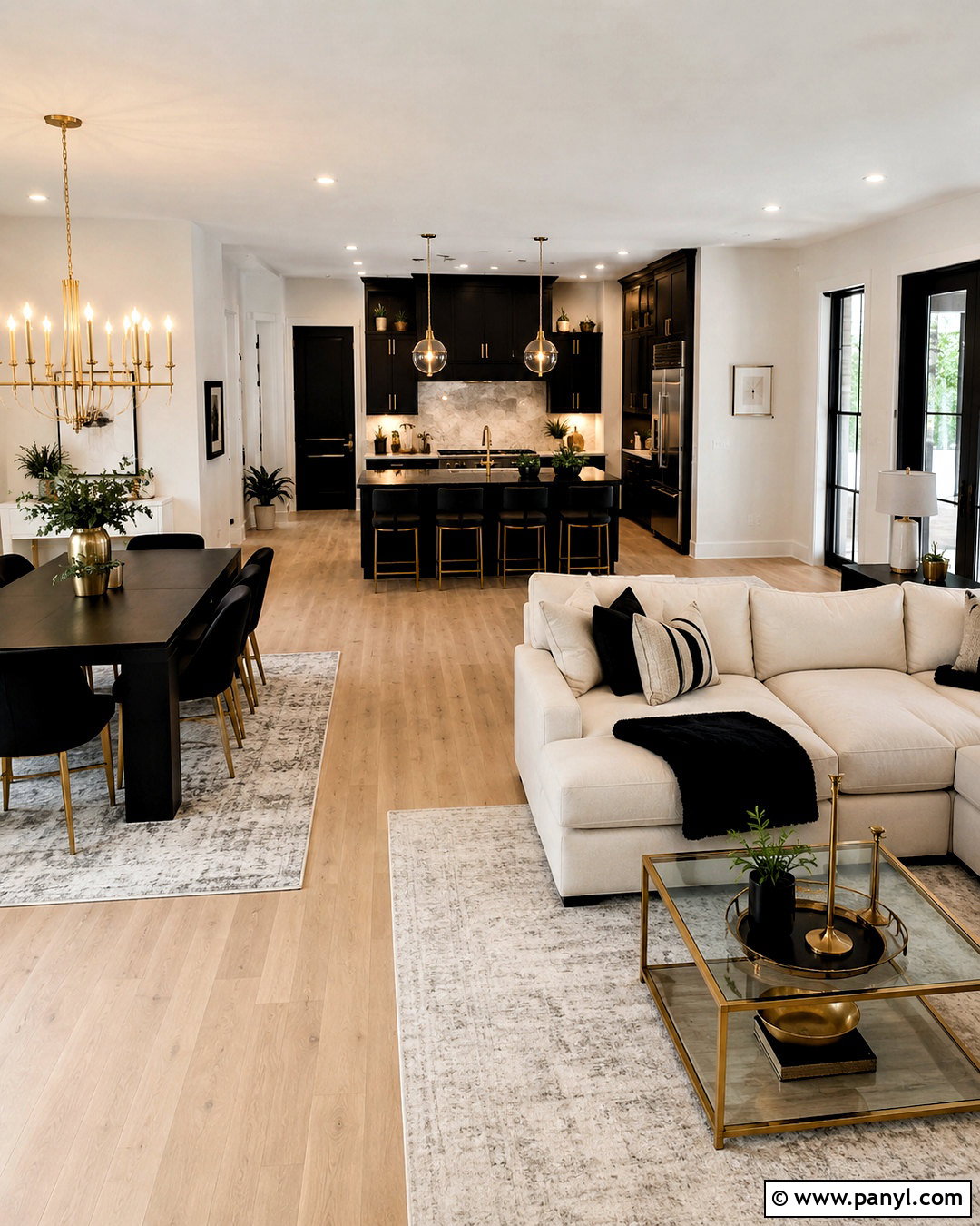 Black And Gold Open Concept Interior - 20 black and gold interior design ideas