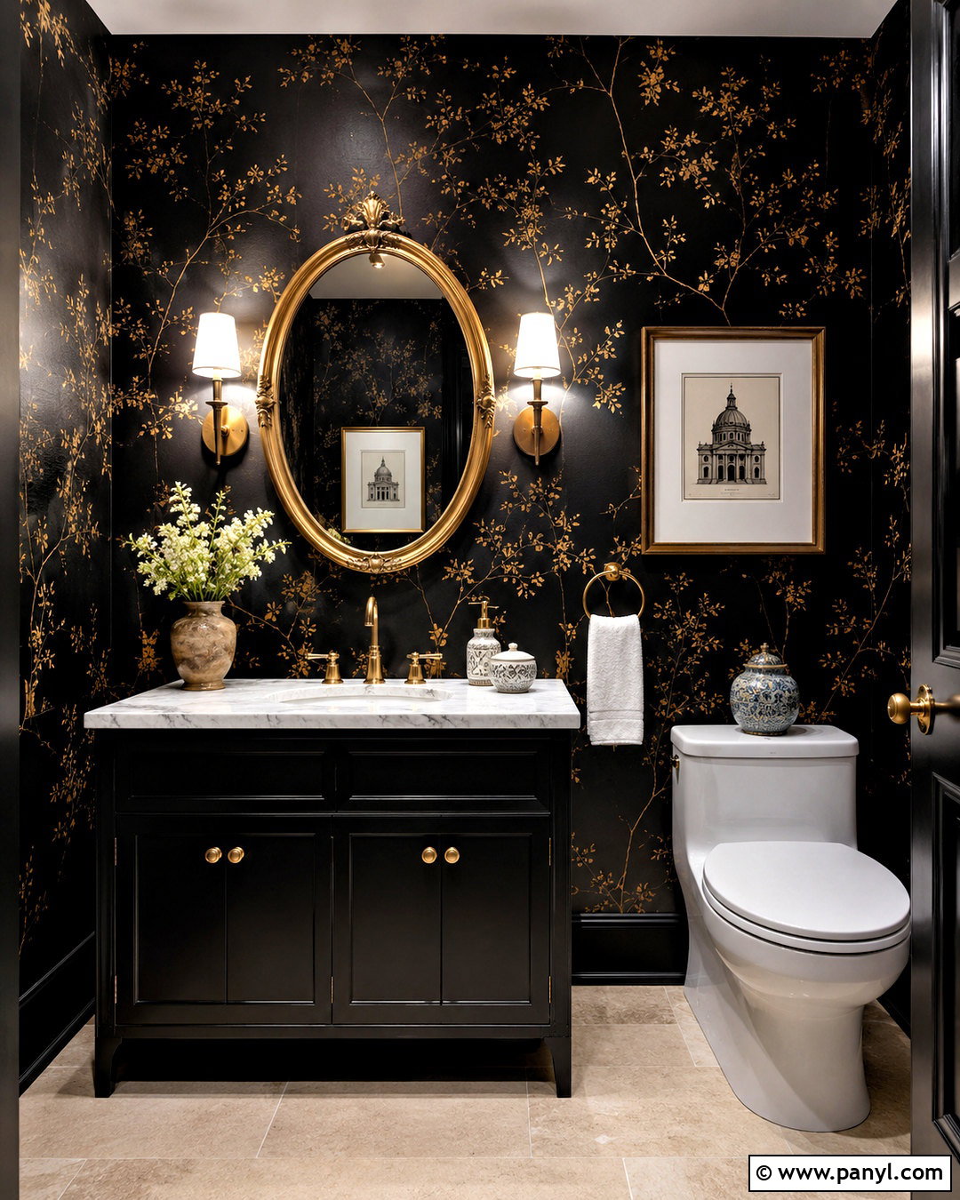 Black And Gold Powder Room - 20 black and gold interior design ideas