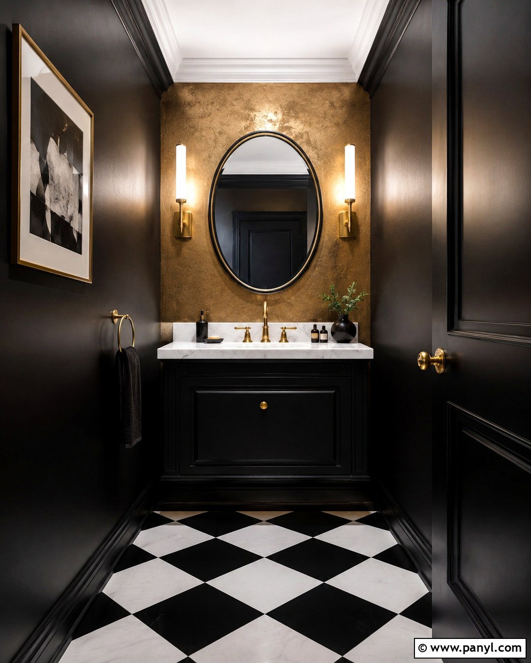 Black And Gold Powder Room - 20 Gold Paint Bathroom Ideas
