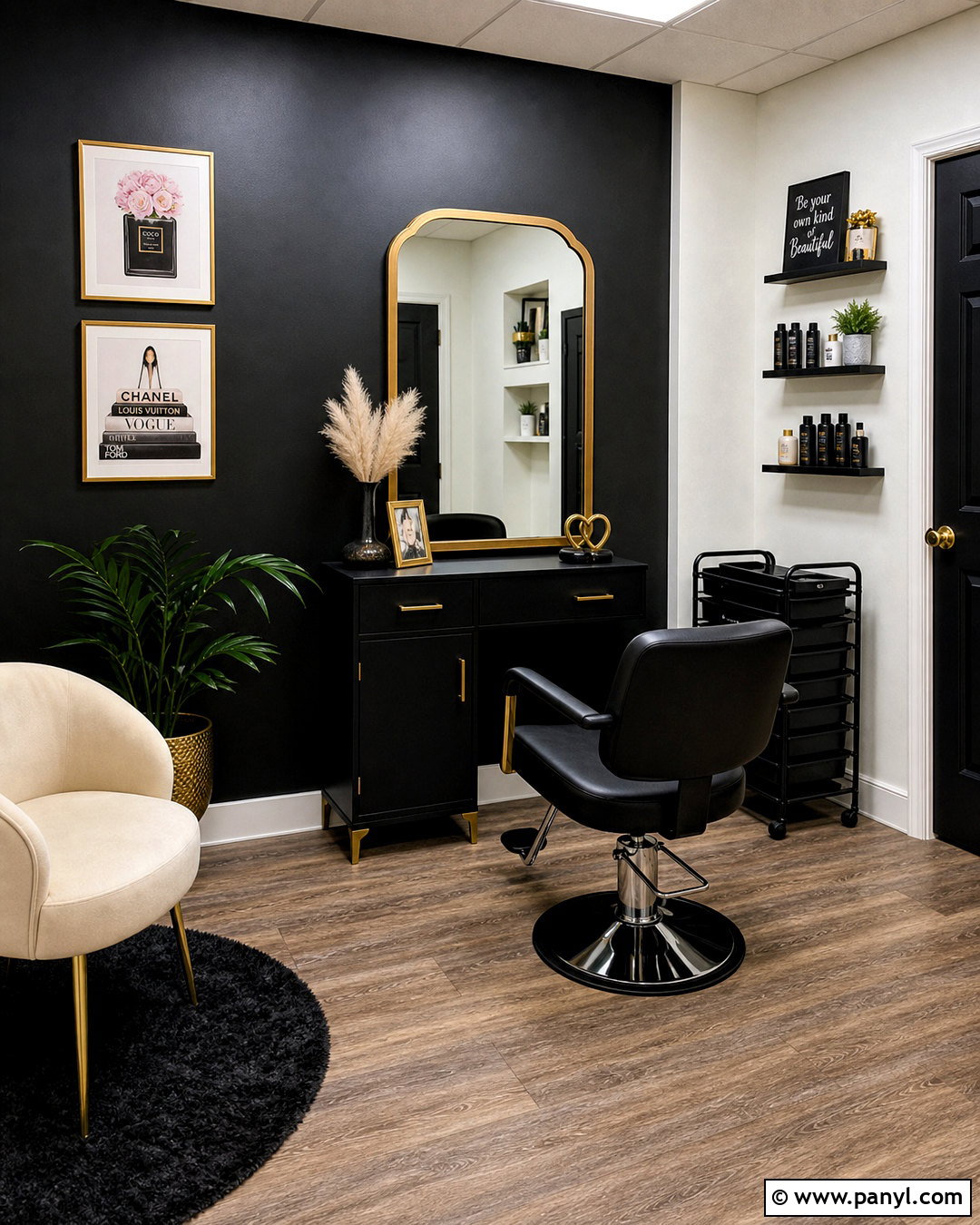 Black And Gold Salon Suite On A Budget - 20 black and gold salon ideas