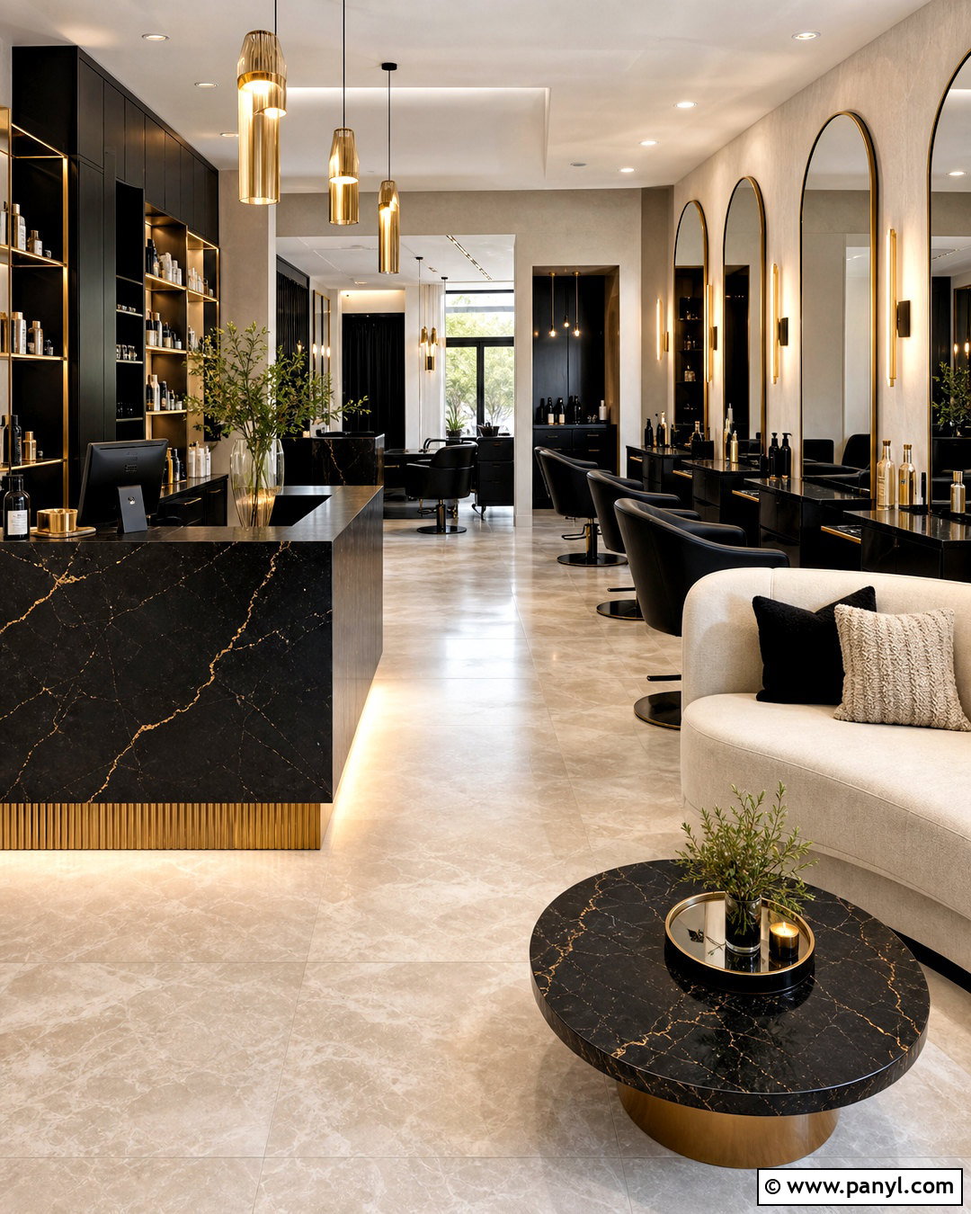 Black And Gold Salon With Marble - 20 black and gold salon ideas
