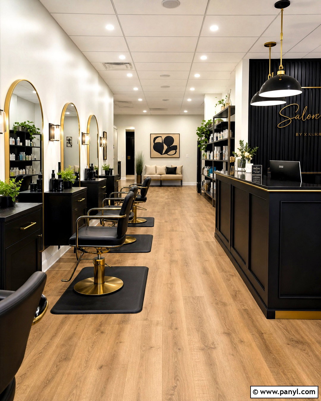 Black And Gold Salon With White Walls - 20 black and gold salon ideas