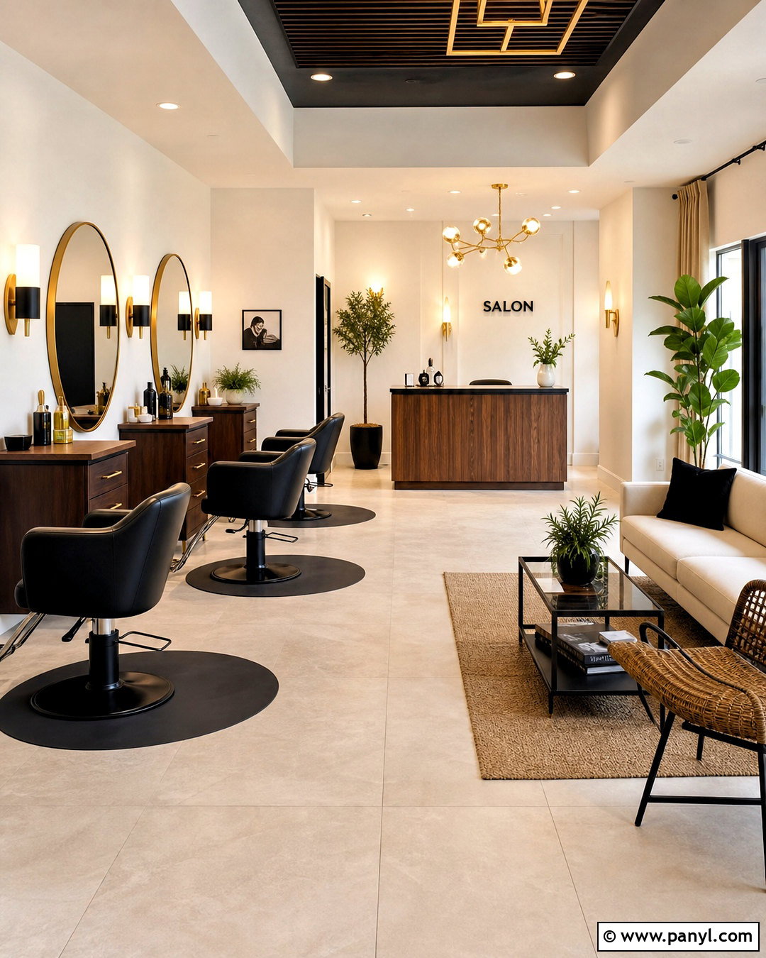 Black And Gold Salon With Wood - 20 black and gold salon ideas