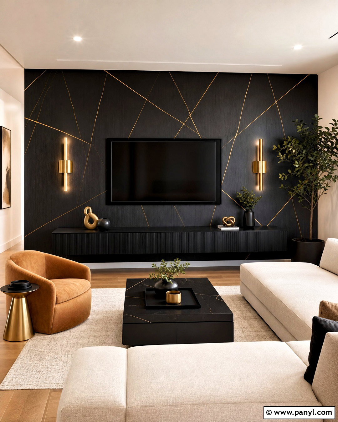 Black And Gold TV Wall Wallpaper - 20 tv wall wallpaper ideas