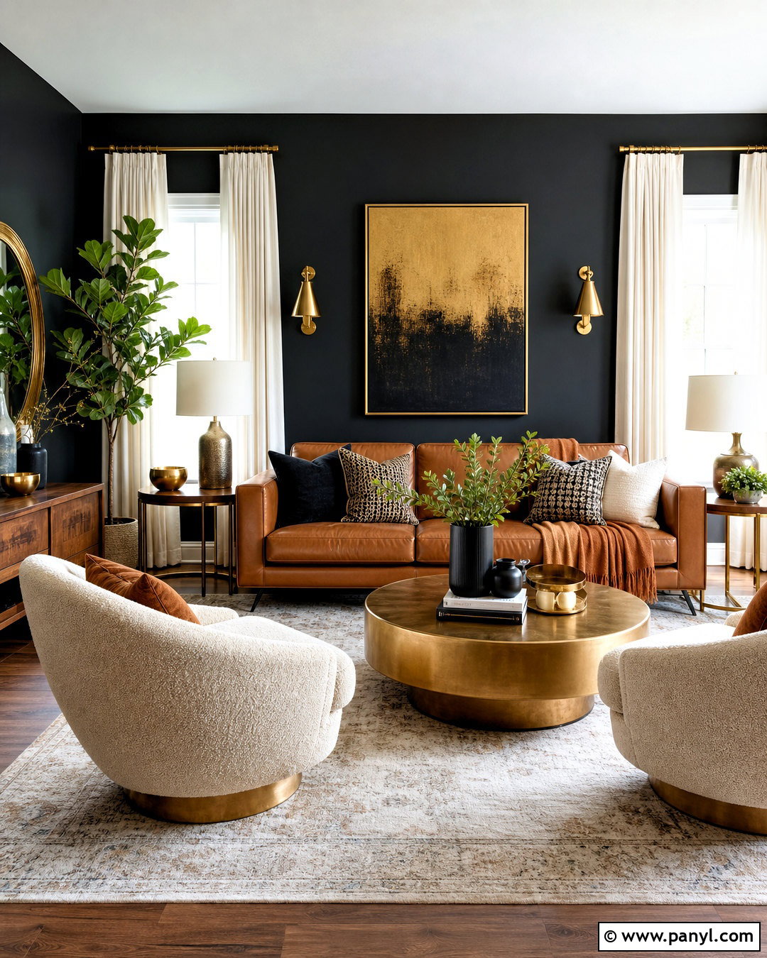 Black And Golden Living Room - 20 golden interior design ideas