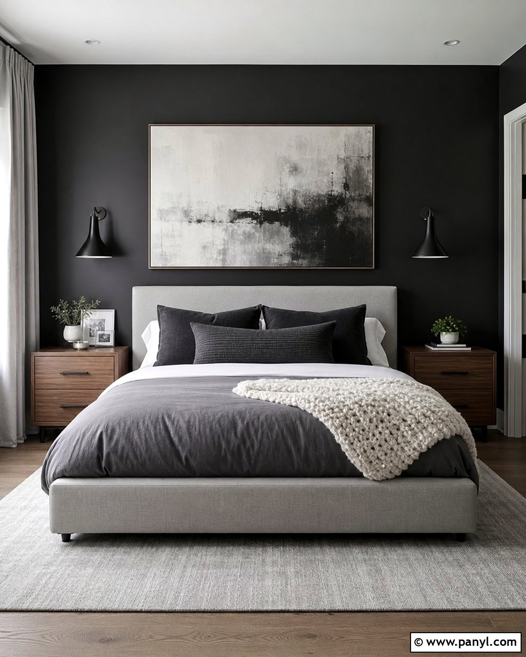 Black And Gray Bedroom - 35 black feature wall bedroom ideas