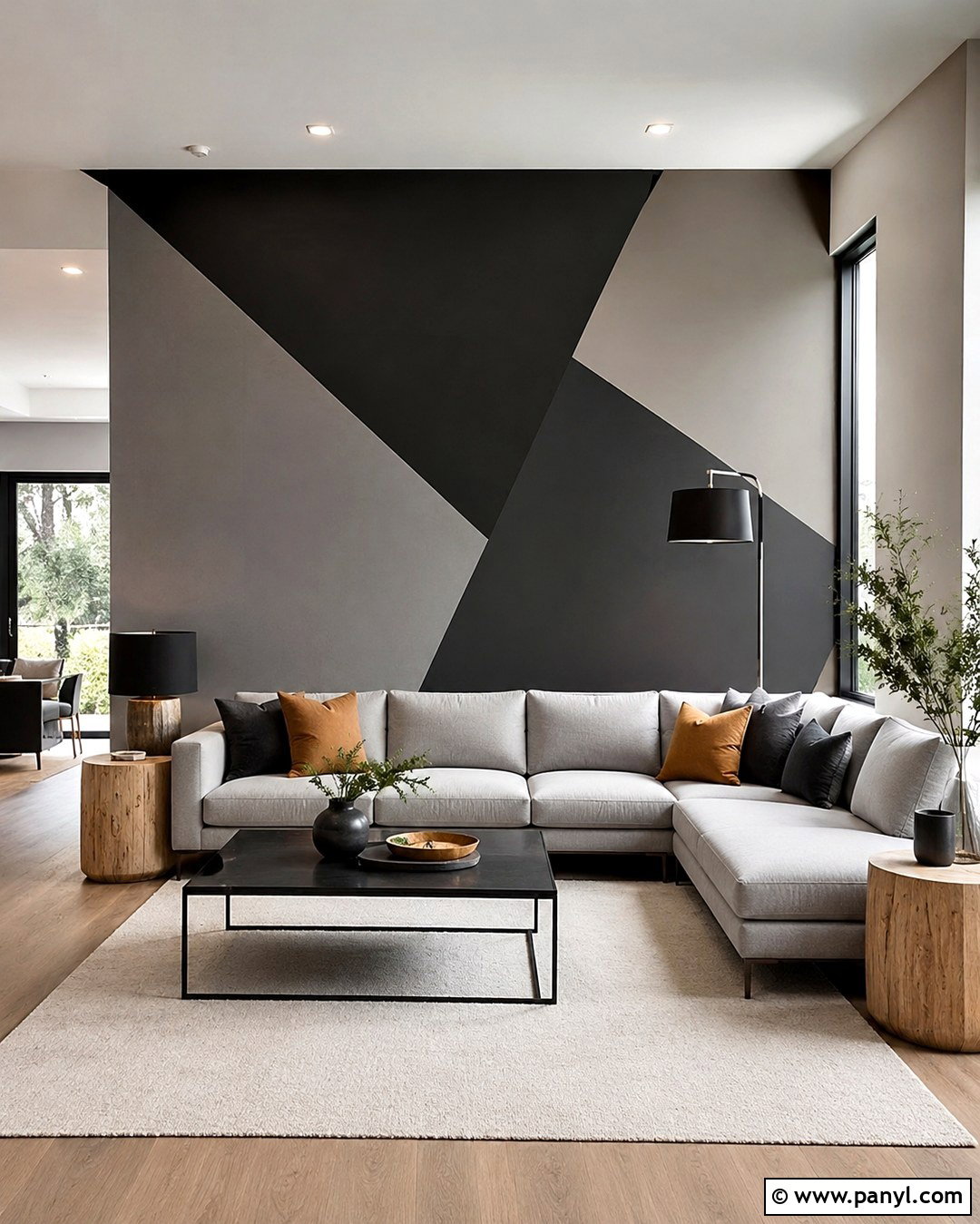 Black And Gray Geometric Accent Wall - 20 Black And Gray Accent Wall Ideas