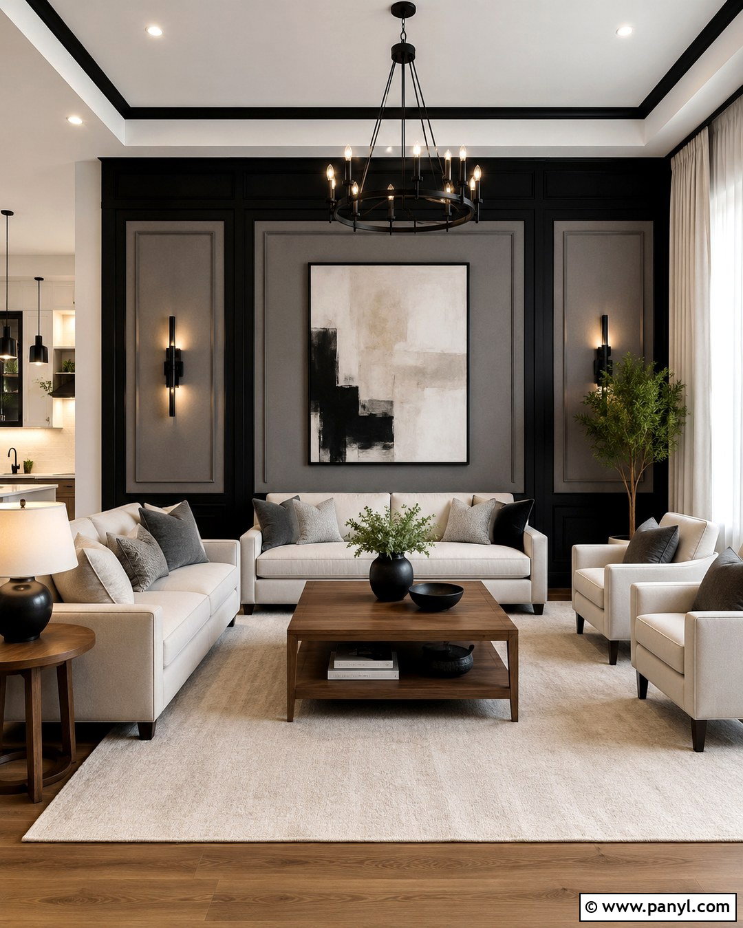 Black And Gray Paneled Accent Wall - 20 Black And Gray Accent Wall Ideas