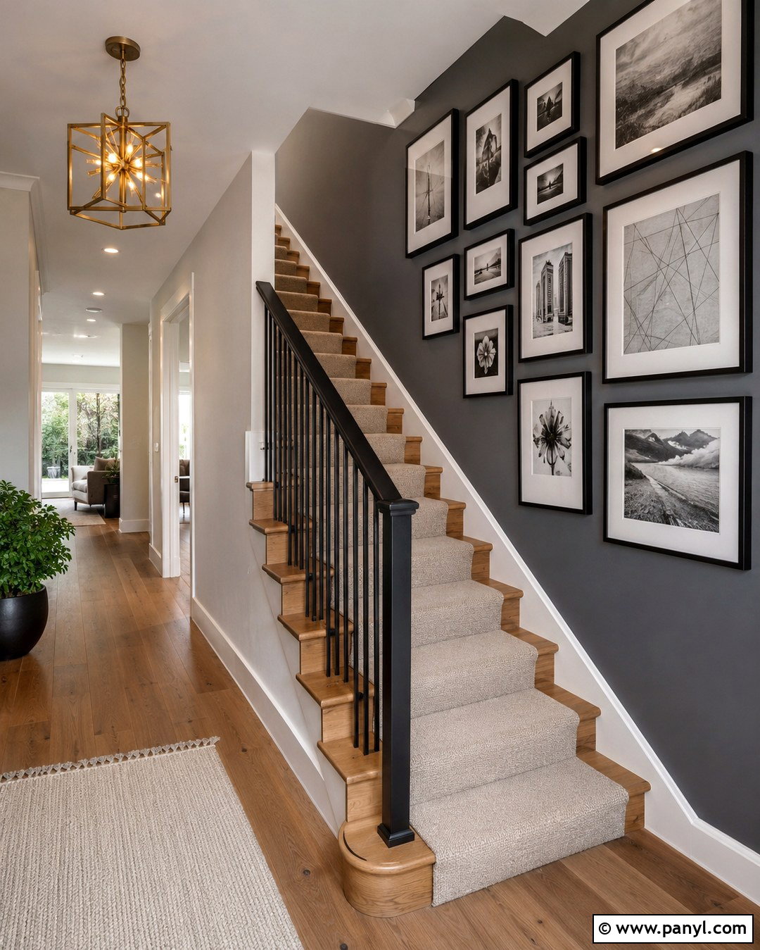Black And Gray Stairway Accent Wall - 20 Black And Gray Accent Wall Ideas
