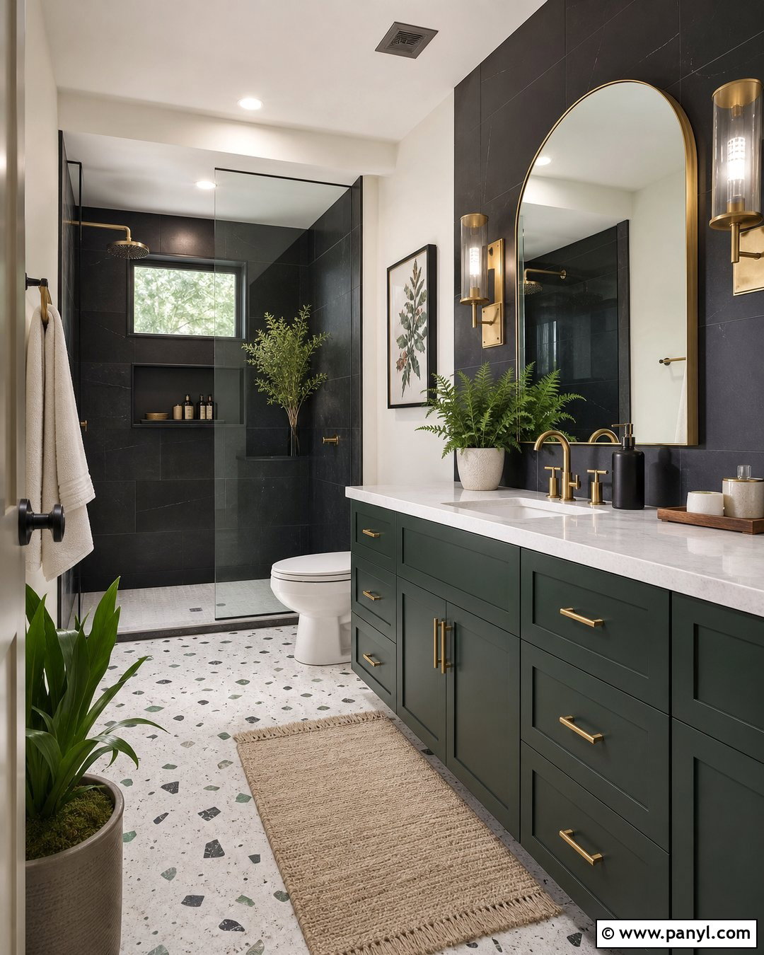 Black And Green Accent Wall Bathroom - 35 Black Accent Wall Bathroom Ideas
