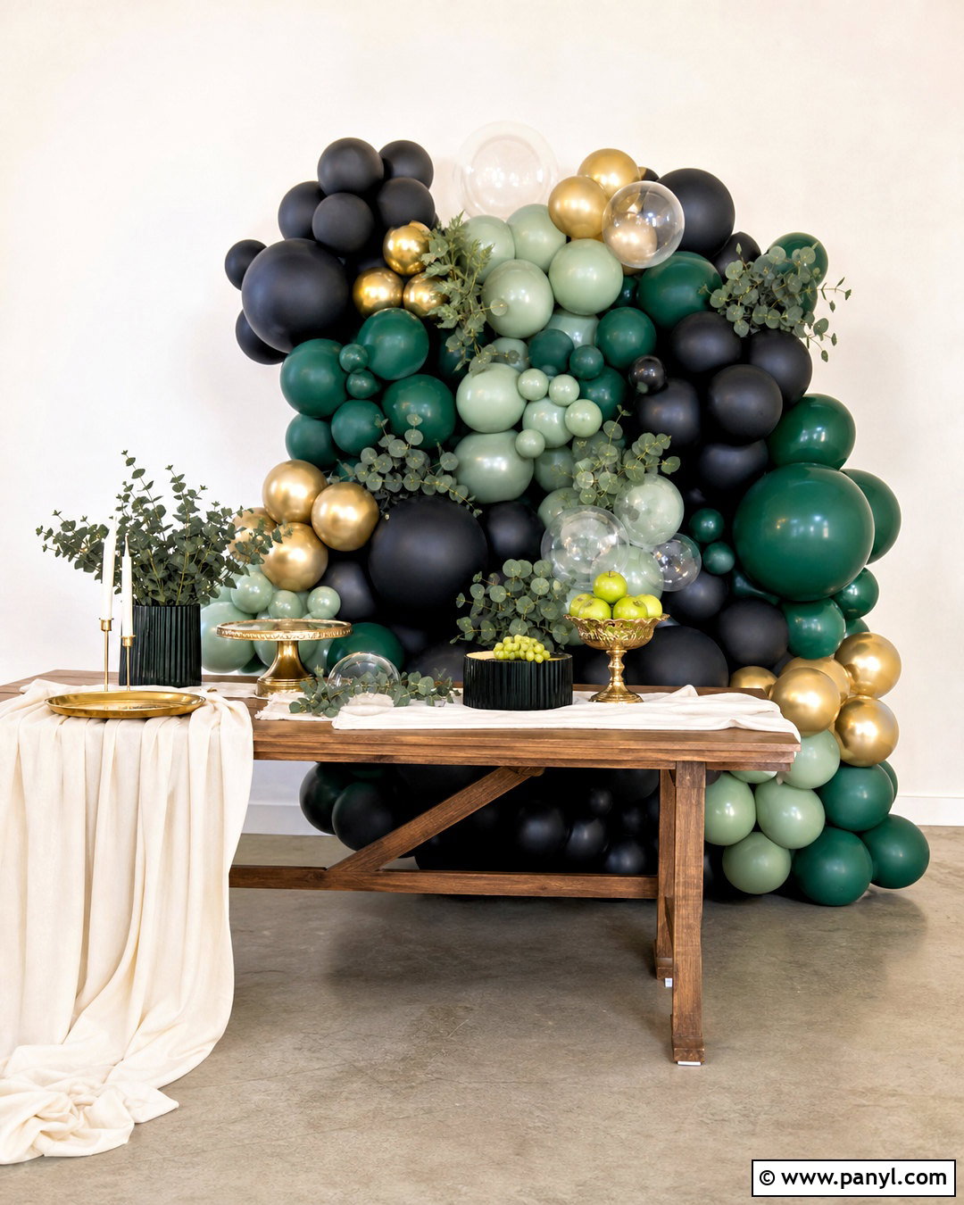 Black And Green Balloon Wall - 20 black balloon wall ideas