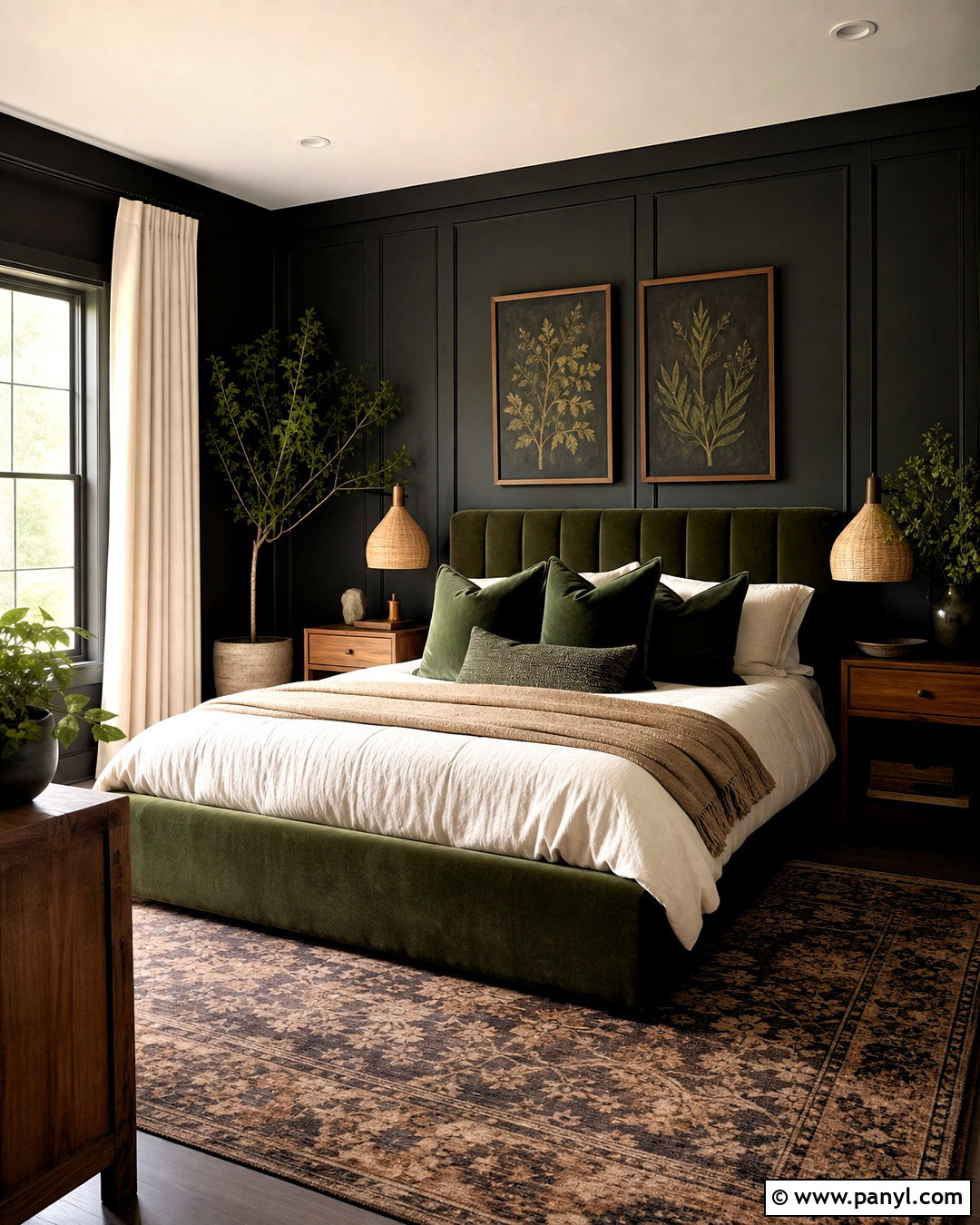 Black And Green Bedroom - 20 black painted bedroom ideas