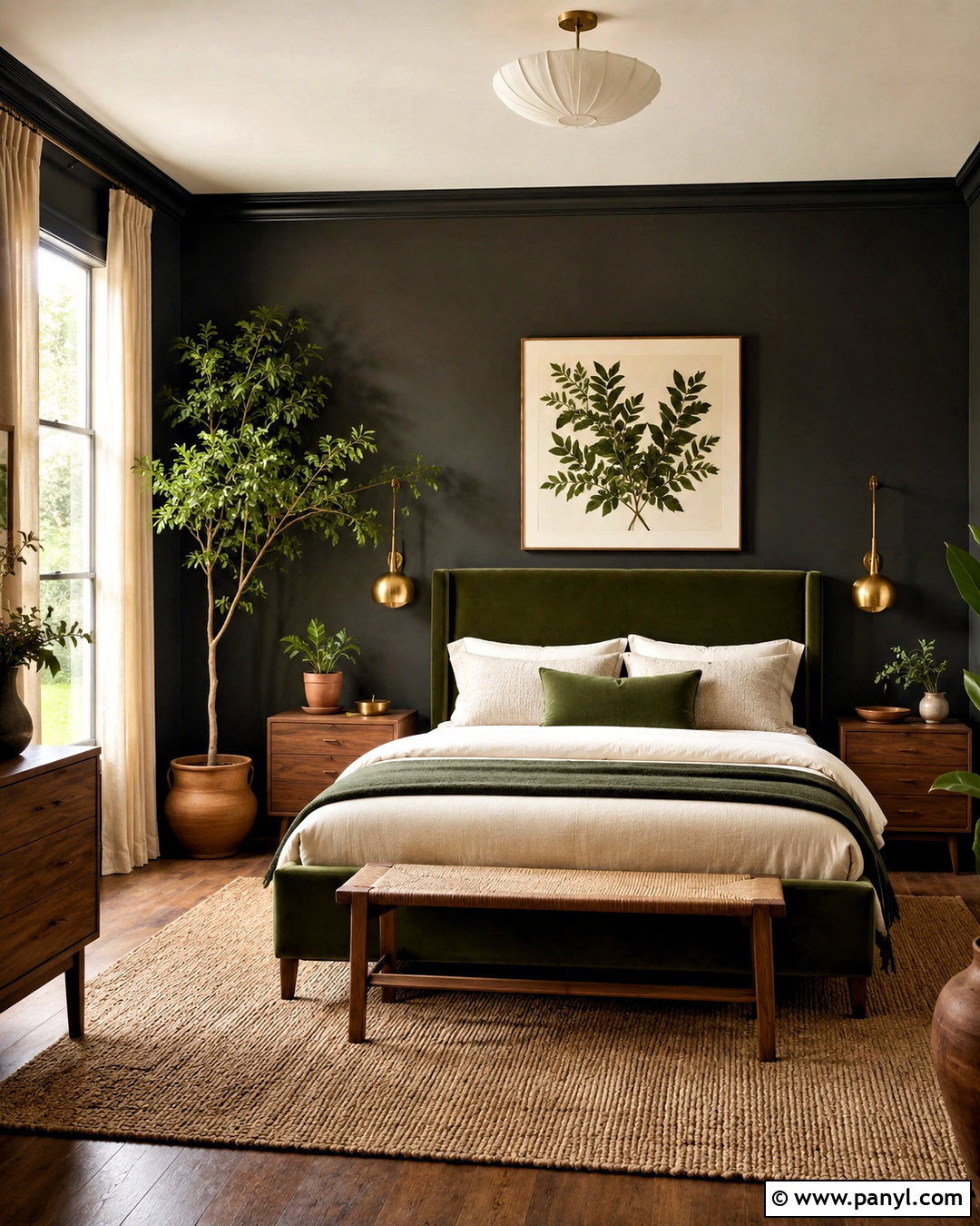 Black And Green Bedroom - 20 black walls bedroom ideas