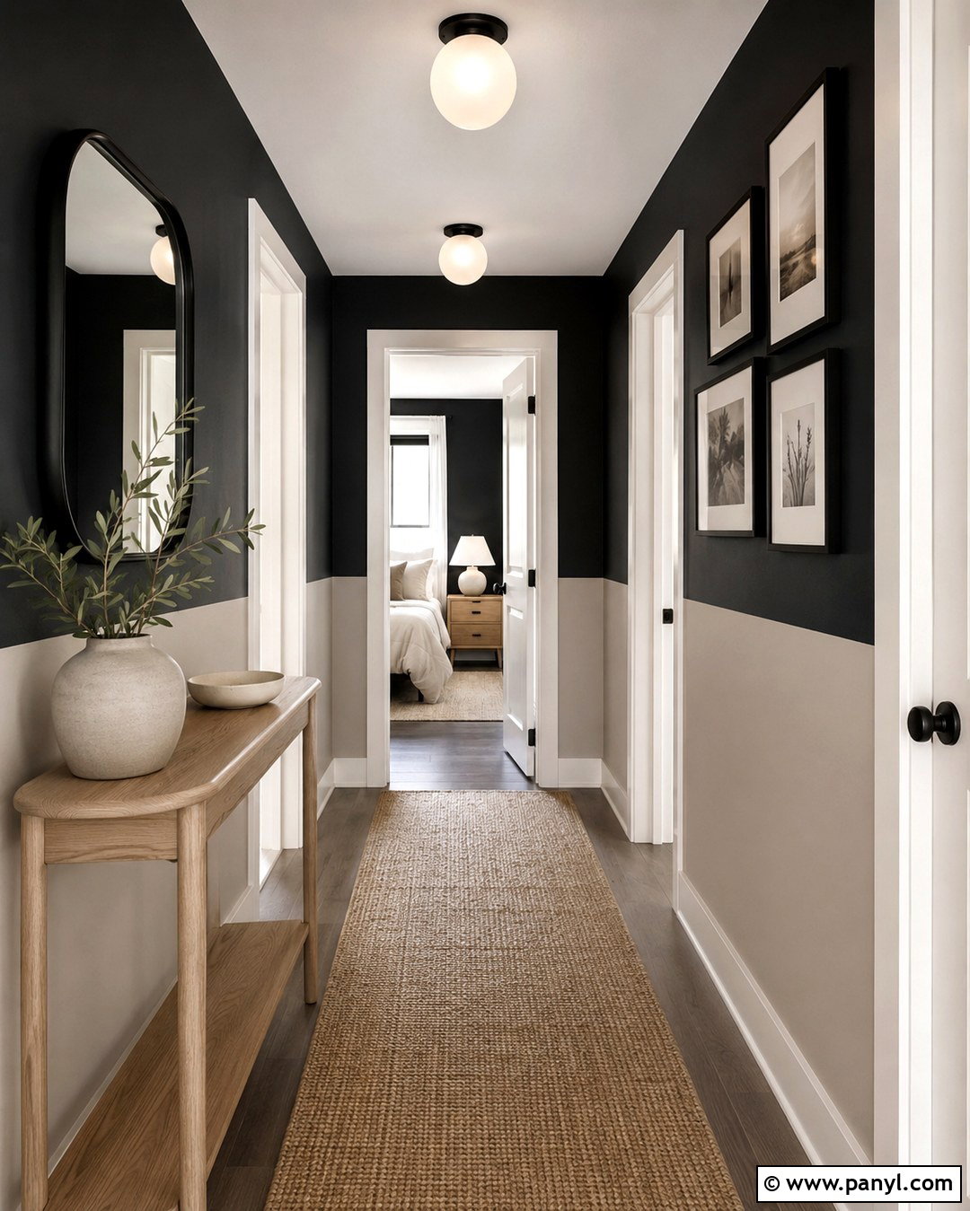 Black And Greige Hallway Walls - 20 Two Tone Walls Dark On Top Ideas