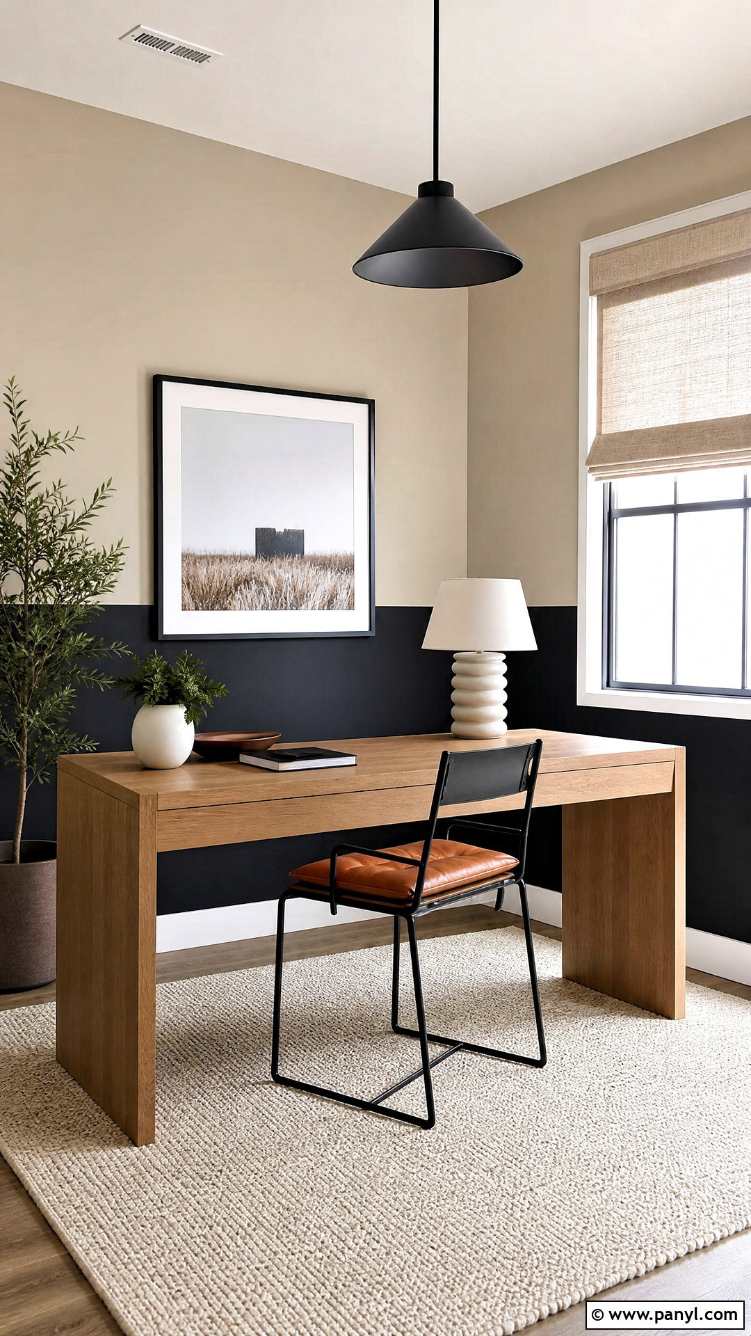 Black And Greige Two Tone Accent Wall - 20 2 tone accent wall ideas