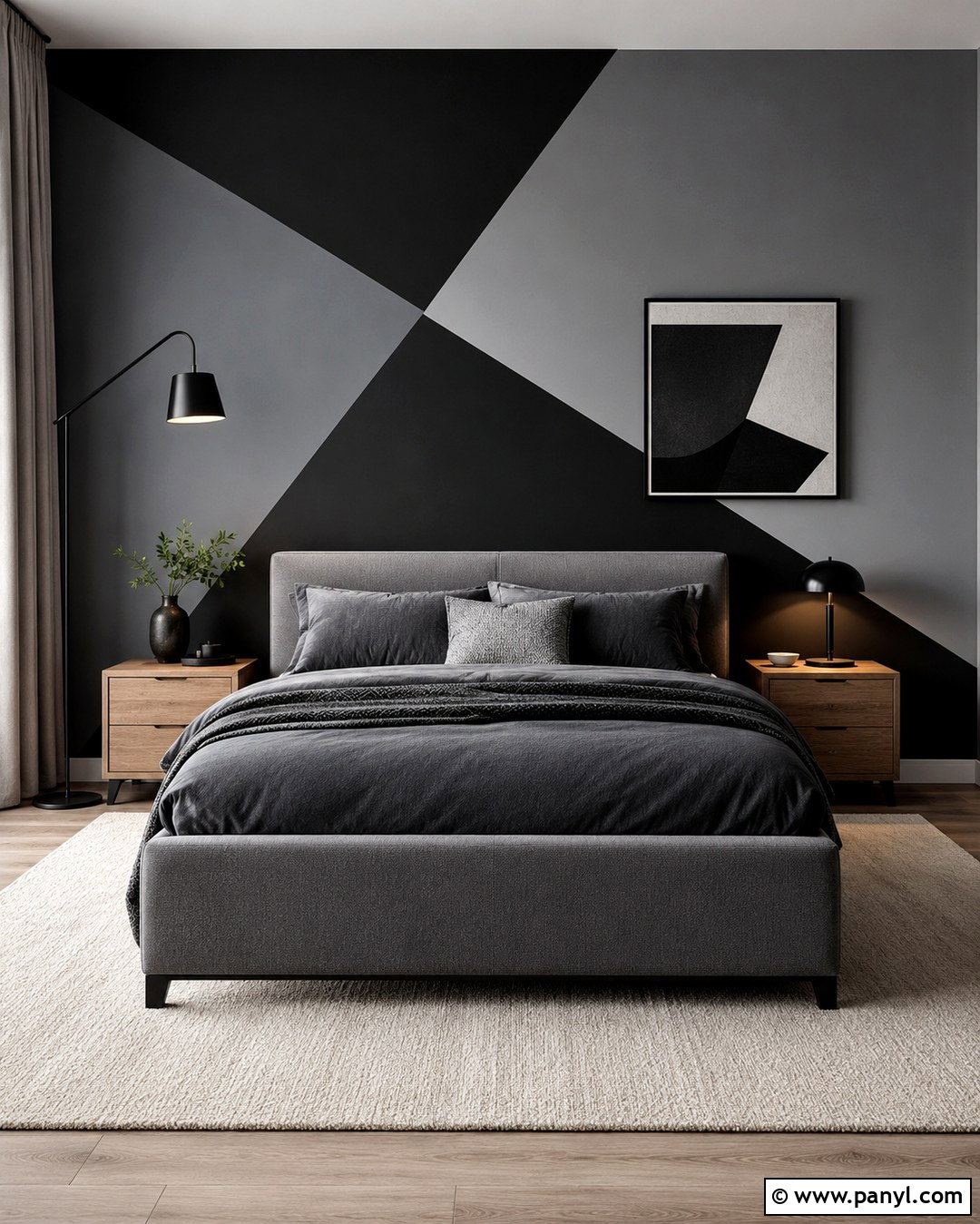 Black And Grey Geometric Wall - 20 Black And Grey Wall Paint Ideas