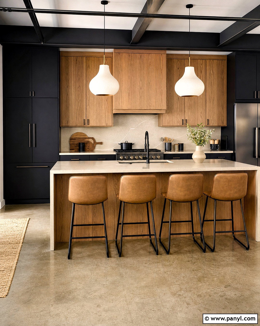 Black And Natural Oak Kitchen - 20 kitchen colours ideas