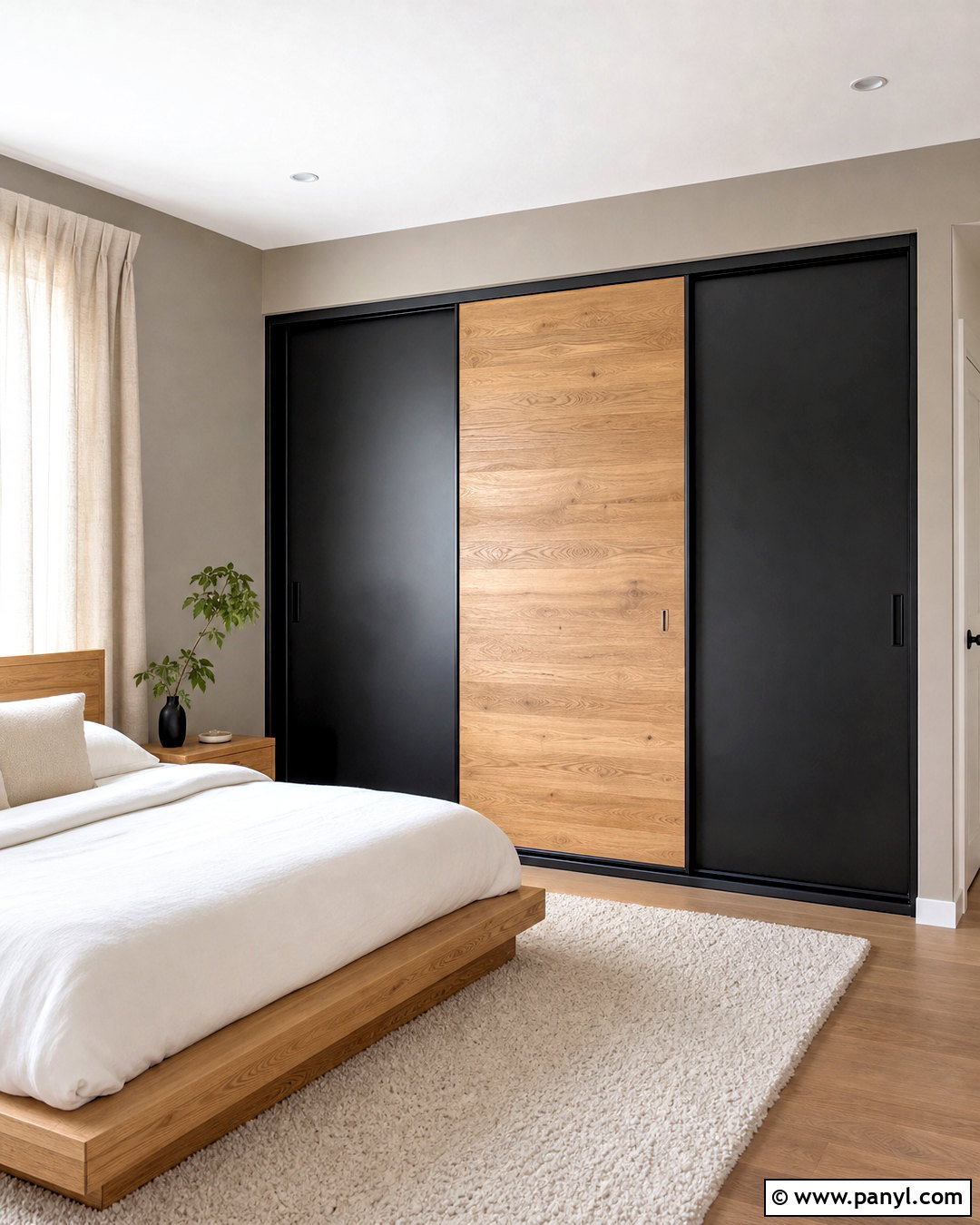 Black And Natural Oak Sliding Wardrobe - 20 sliding wardrobe color ideas bedroom ideas