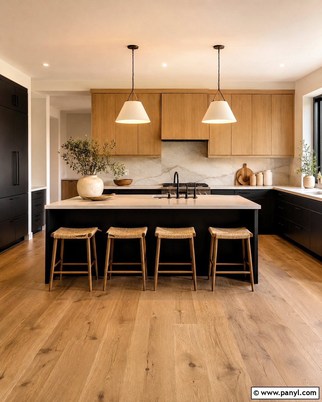 Black And Natural Wood Kitchen - 20 kitchen color themes