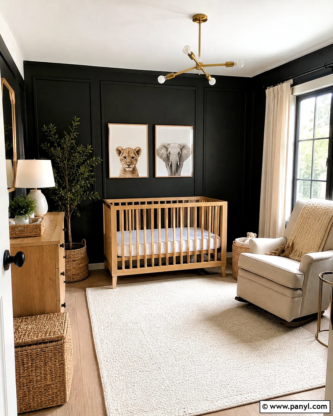 Black And Natural Wood Nursery - 20 dark baby nursery ideas