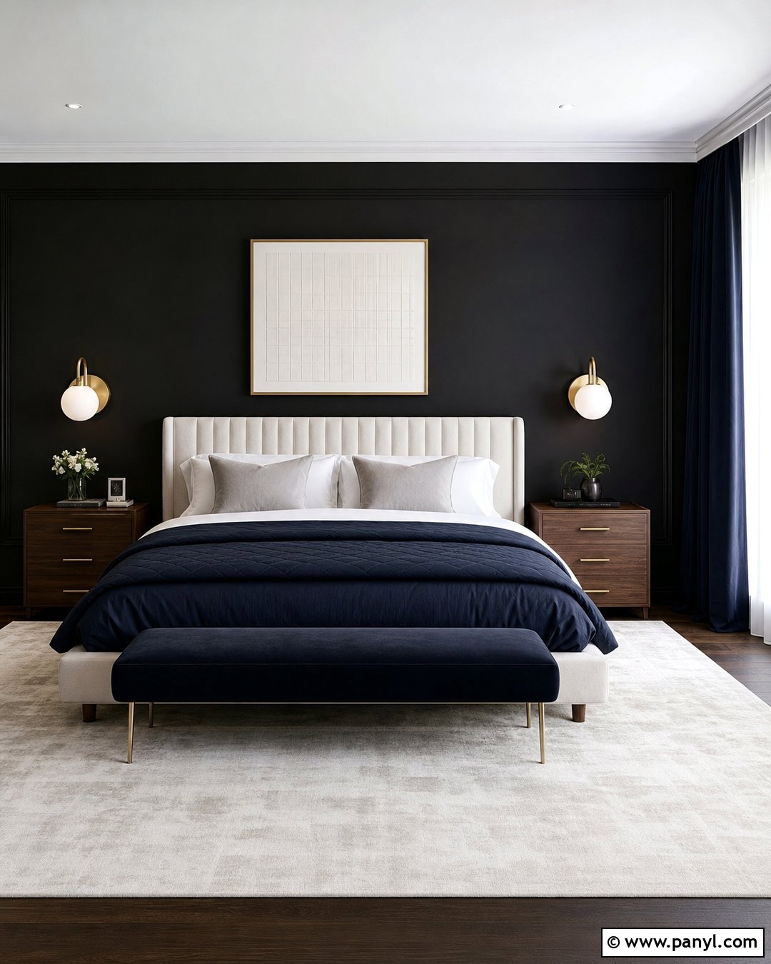 Black And Navy Bedroom - 35 black feature wall bedroom ideas