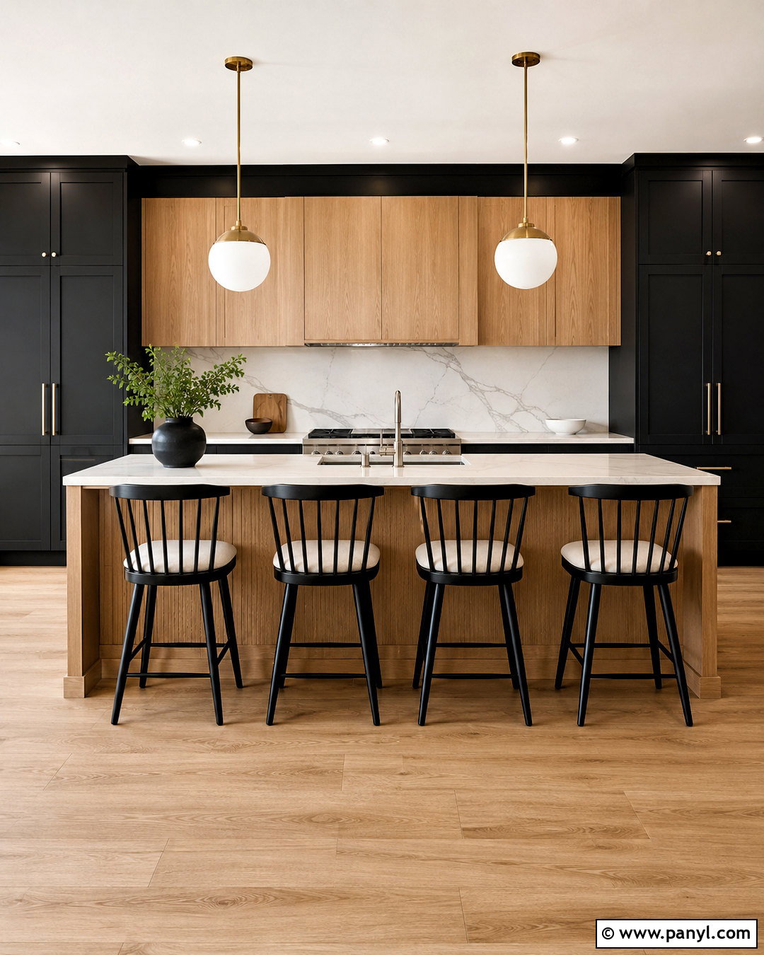 Black And Oak Kitchen - 20 moody kitchen ideas