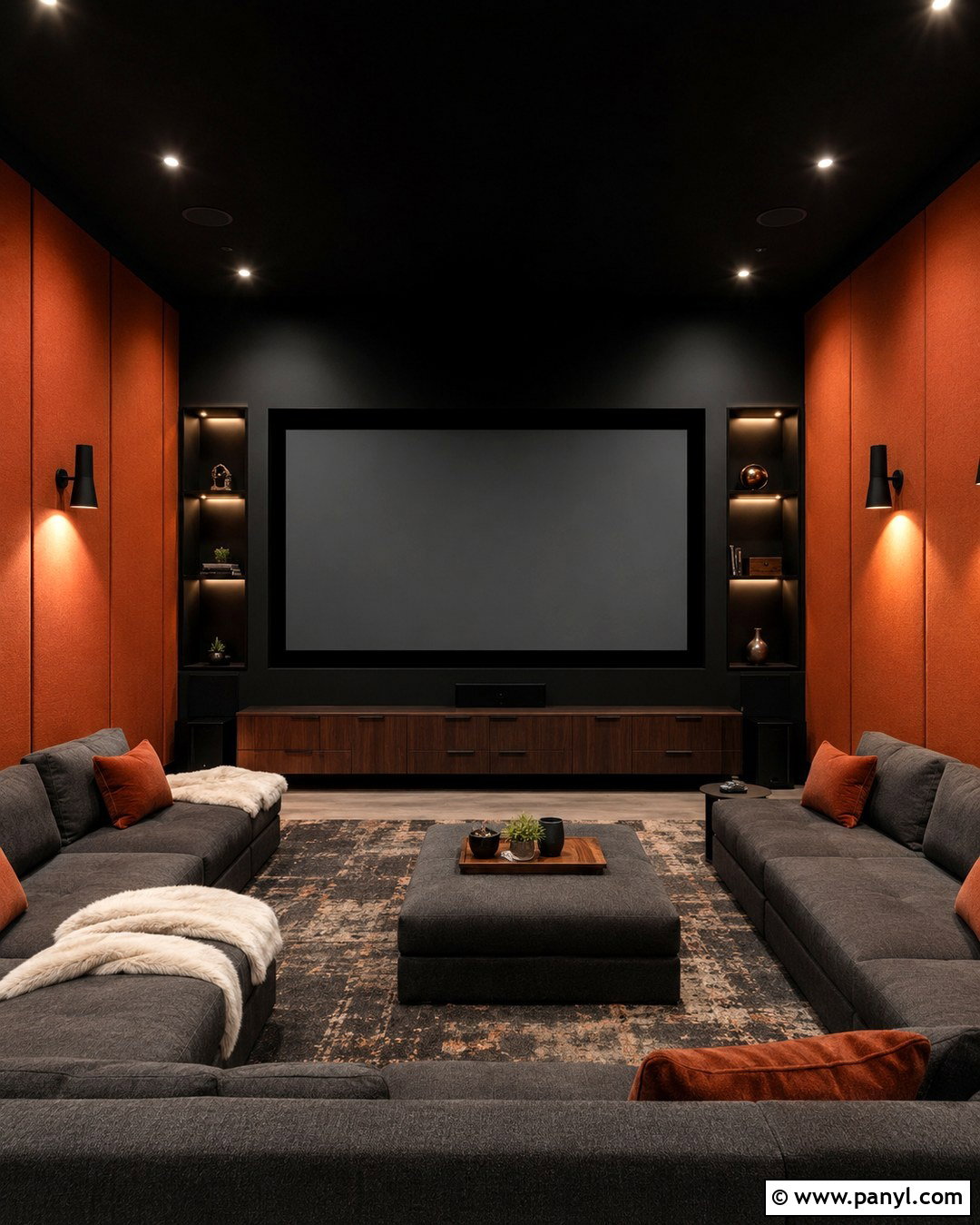 Black And Orange Media Room Walls - 20 black and orange walls