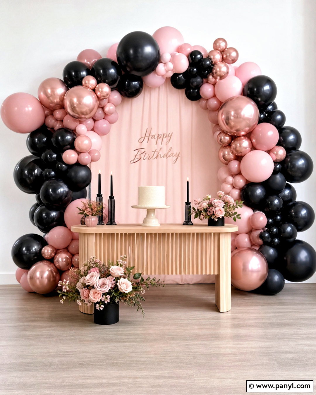 Black And Pink Balloon Wall - 20 black balloon wall ideas