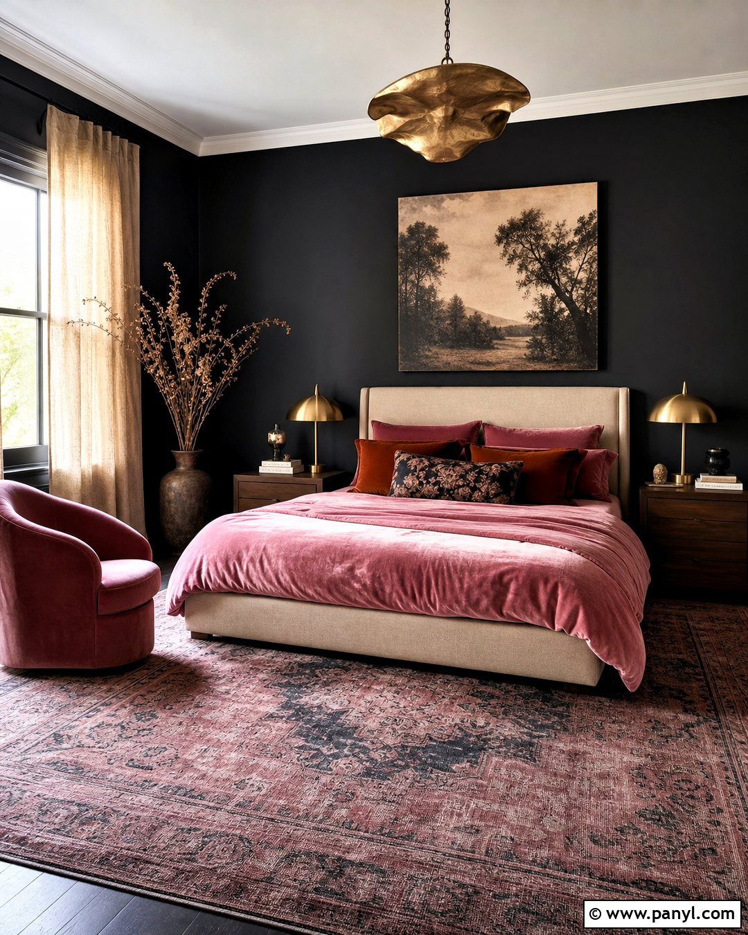 Black And Pink Bedroom - 20 black painted bedroom ideas