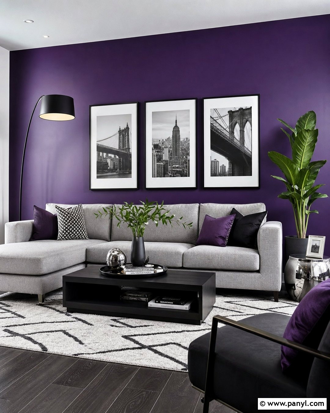 Black And Purple Accent Wall Living Room - 30 Purple Accent Wall Living Room Ideas